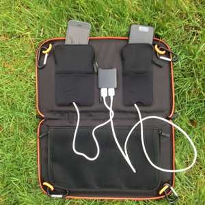 MSC 13W Solar panel charging Power Bank & iPhone MSC 13W Solar panel charging Power Bank & iPhone