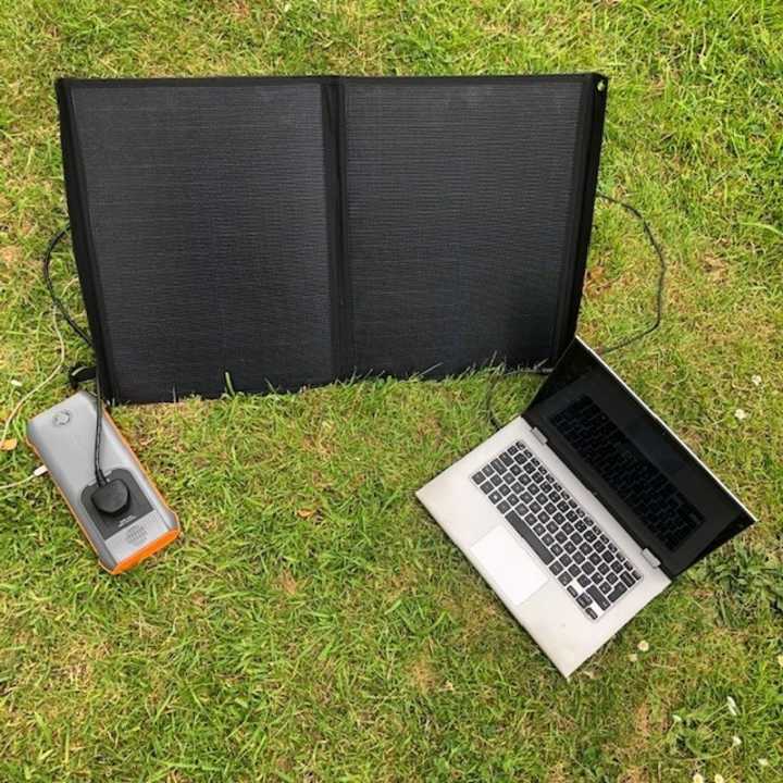 MSC 60w ETFE panel running MSC 115W inverter into a Laptop